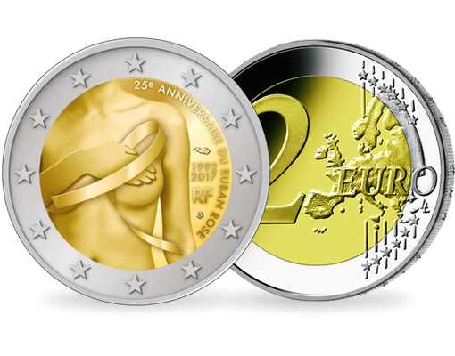 Monnaie De 2 Euros 25ème Anniversaire Du Ruban Rose 2017 Société